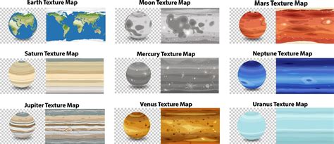 Set Of Different Planet Texture Map 2350497 Vector Art At Vecteezy