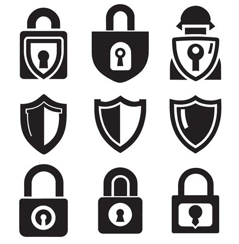 Set Of Security Shield Icons Security Shields Logotypes With Check
