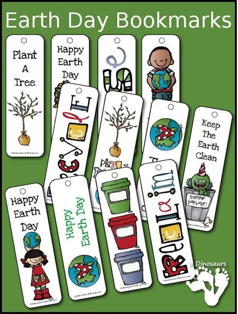 Earth Day Themed Bookmarks 12 Different Bookmarks For Kids