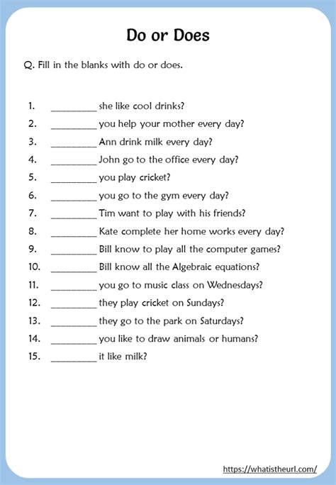 Do Or Does Worksheet With Answers Your Home Teacher