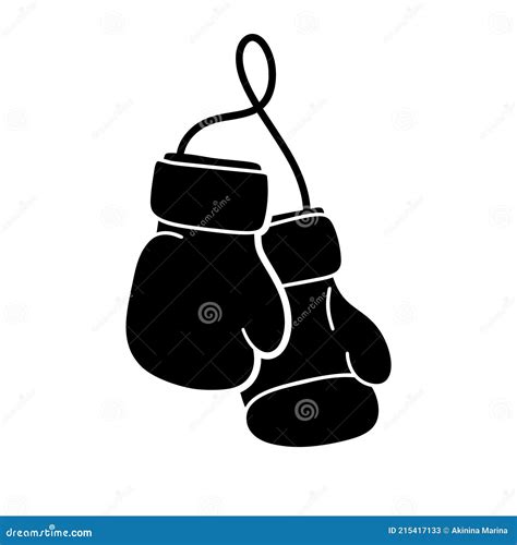Pair Of Boxing Gloves On String Silhouette Doodle Icon Hand Drawn