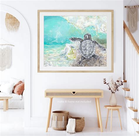 Beach Bathroom Decor Sea Turtle Art Prints Coastal Bathroom Decor