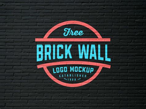 white black brick wall logo mockup psd designbolts