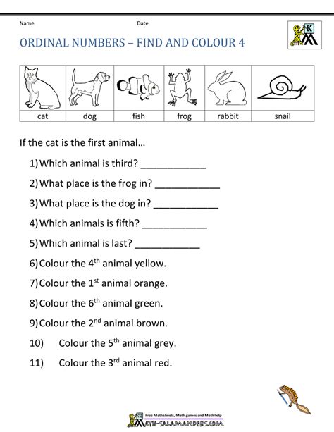 Ordinal Numbers 1-100 Worksheet Grade 3