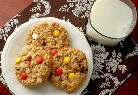 In a large mixing bowl, whisk together the butter, peanut butter, and sugars until the mixture is light and fluffy. Chewy Reese's Pieces Peanut Butter Oatmeal Cookies - A ...