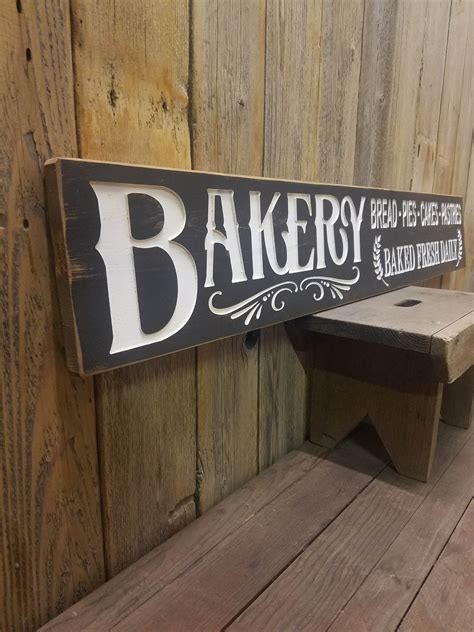 Bakery Rustic Carved Wood Sign Farmhouse Signs Kitchen Décor Farmers