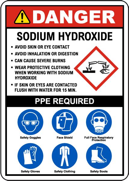 Danger Sodium Hydroxide Ppe Required Sign Get 10 Off Now