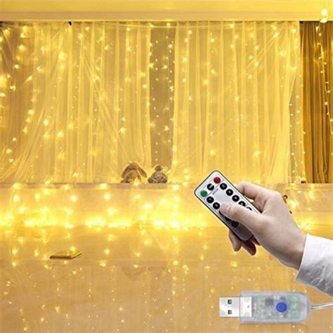 300 Led 3m Curtain String Lights 8 Modes Waterproof Usb Remote Control