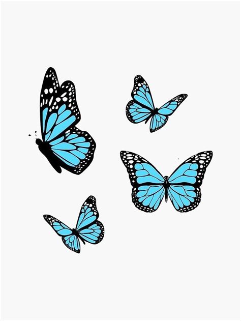 Blue Butterflies Sticker Package Sticker By Pinkmonster2020 Aesthetic