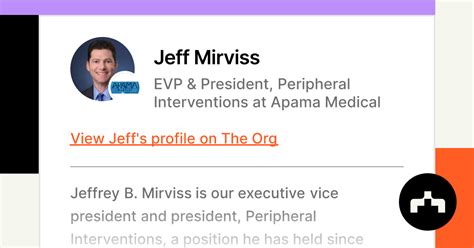 Jeff Mirviss Evp And President Peripheral Interventions At Apama