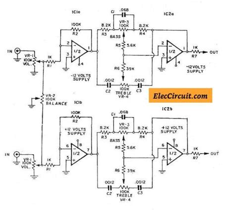 Here is the circuit diagram of an excellent stereo preamplifier with tone control using the ic. 3 (bass mid treble) Tone control circuits projects using NE5532 | Electrical circuit diagram ...
