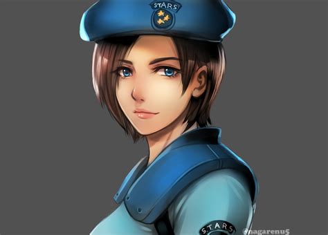 Safebooru 1girl Blue Eyes Breasts Brown Hair Closed Mouth Commentary Request Hat Jill