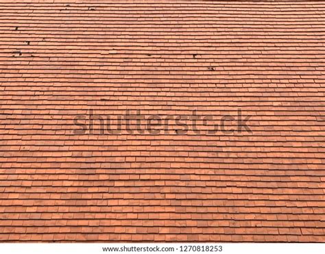 Close Red Roof Texture Tile Background Stock Photo 1270818253