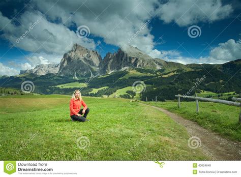 Woman Hiking In Italy Dolomite Stock Photo Image Of North Passion