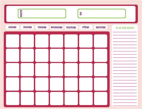 Printable Workout Calendar Free Printable Calendar Templates Blank