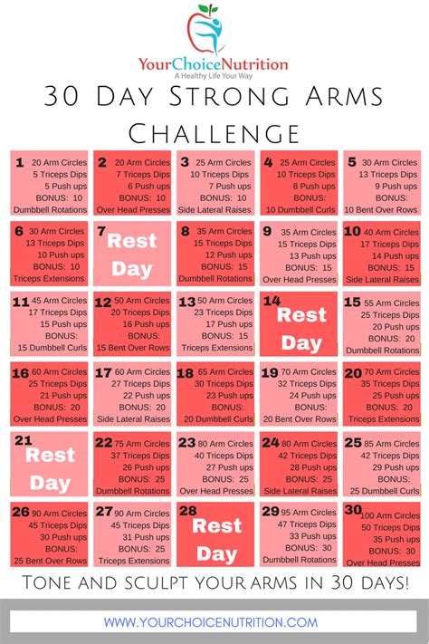 Printable 30 Day Arm Challenge
