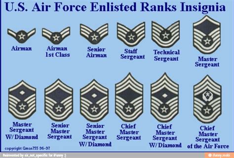Us Air Force Enlisted Ranks Insignia Master Senior Senior Chief Chief