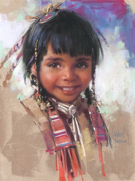Harley Brown Native American Girl With Red Shawl