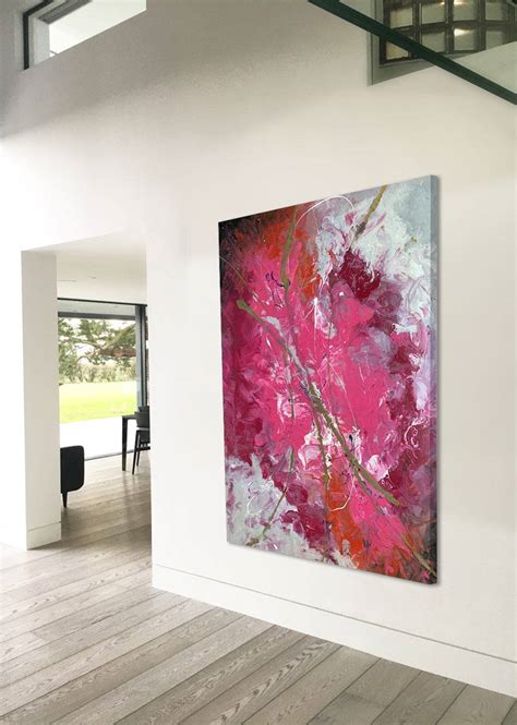 Pink And Gold Abstract Painting Inspired By Cherry Blossoms