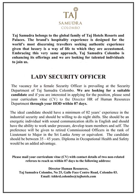 Lady Security Officer At Taj Samudra