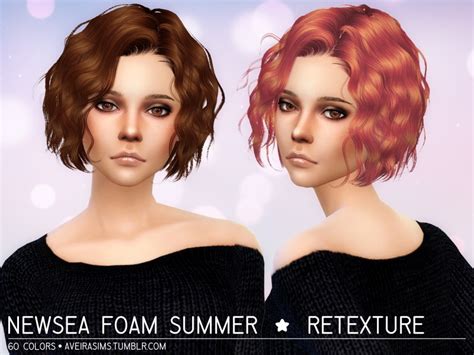 Sims 4 Hairs Aveira Sims 4 Newsea`s Foam Summer Hair Retextured