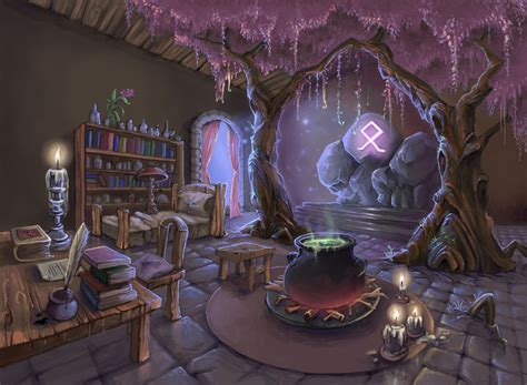 Artstation A Wizards Living Room Stefanie Arndorfer Witch Room Fantasy Concept Art
