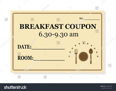 Breakfast Coupon Template Hotel Isolated On Stock Vector 360594932