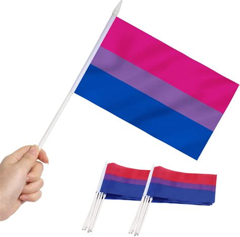 anley 12 pcs bisexual pride mini flag hand held miniature bi pride rainbow flags