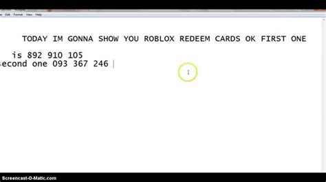 Roblox redeem card giveaway 2015 - YouTube
