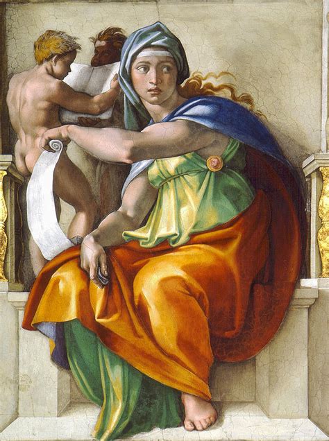 Delphic Sibyl Painting By Michelangelo Di Lodovico Buonarroti Simoni