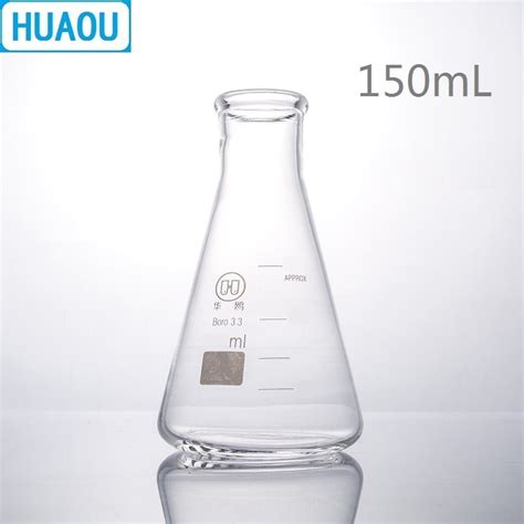 Huaou 150ml Erlenmeyer Flask Borosilicate 33 Glass Narrow Neck Conical