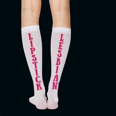 Lipstick Lesbian Socks Original Fun Knee High Nylon Stocking Etsy