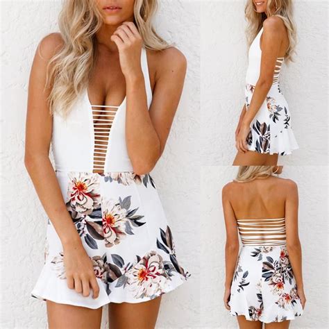 trendy halter neck floral casual romper casual rompers rompers casual