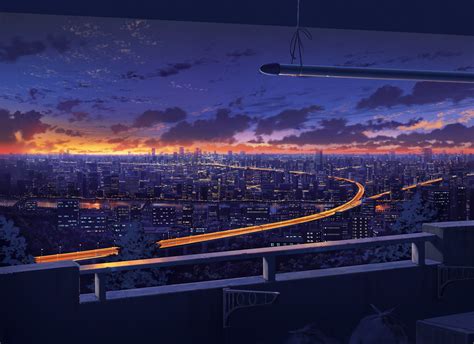 Wallpaper Japan Landscape Sunset City Cityscape Night Anime