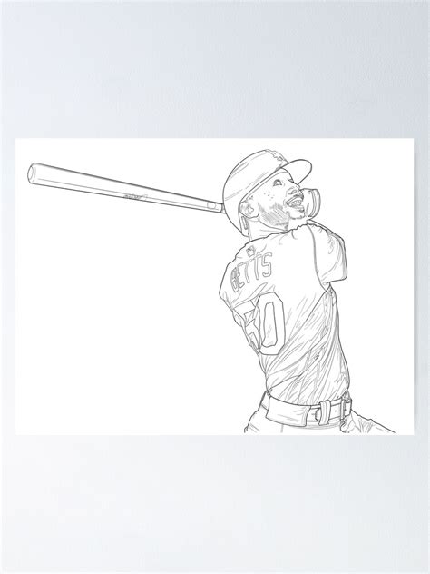 "Mookie Betts Dodgers Baseball Player Coloring Book Page" Poster for