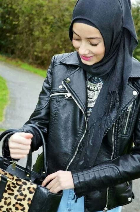 Leather Jacket Fashion Hijabi Fashion Leather Outfit