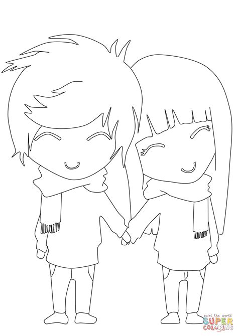 Boy And Girl Coloring Pages Anime Boy And Girl Coloring Page Free