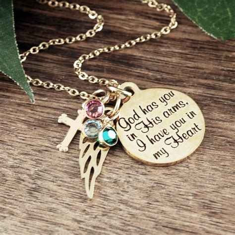 God Has You In His Arms Memorial Jewelry Necklace Personalized
