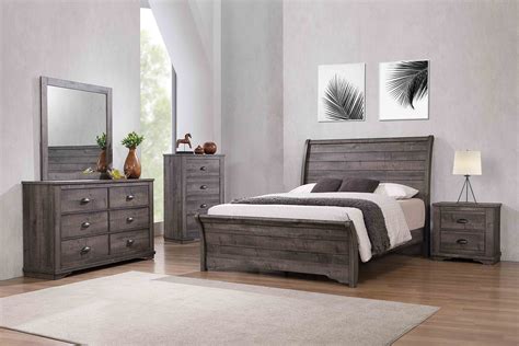 Gray Shiplap Sleigh Bedroom Set My Furniture Place