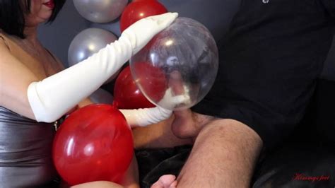 Condom Balloon Handjob With Long Latex Gloves Cum In And On Balloons Cumplay Special Request