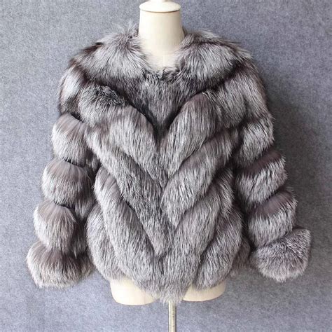 2018 New Arrival Real Natural Silver Fox Fur Jacket Coats For Women