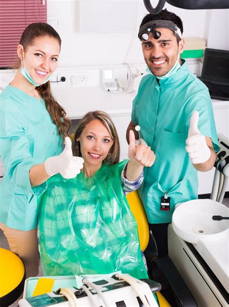 Happy Patient At Dental Clinic Stock Photo Image Of Dentist Happy