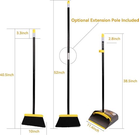 Home Kitchen Shop Indoor Broom With Stand Up Long Handle Dust Pan Set
