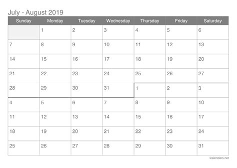 June July And August Printable Calendar Example Calendar Printable