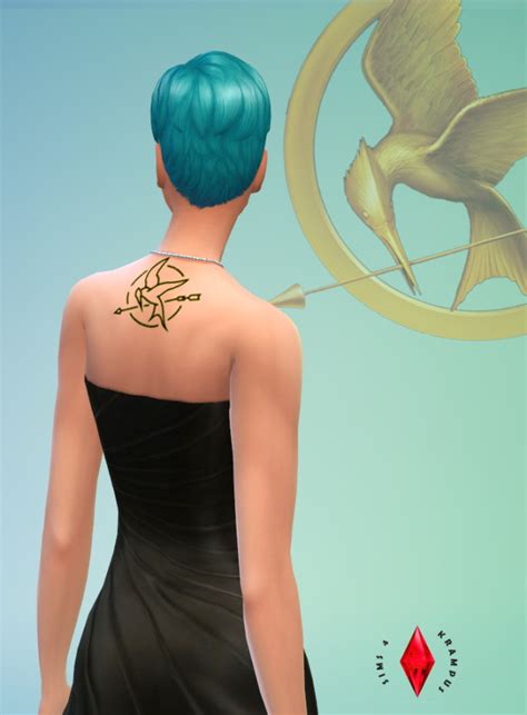 Hunger Games Mockingjay Female Back Tattoo Sims 4 Custom Content