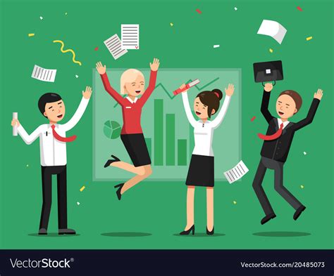 Business People Celebrating Success From Big Deal Vector Image