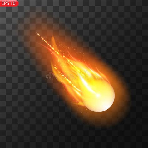 Vector Illustration Of Realistic Falling Comet Isolated Transparent