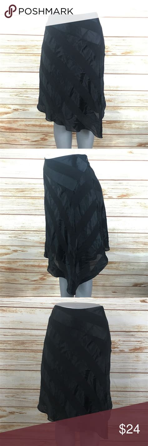 Banana Republic Black Sheer Silk Midi Skirt In 2021 Striped Bodycon Midi Dress Black Women