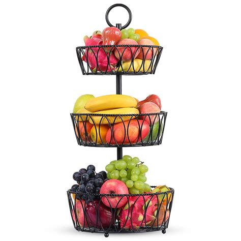 Buy 3 Tier Counter Fruit Basket Storage Detachable Metal Wire Fruit