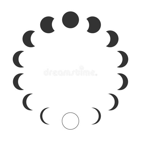 Moon Phases Calendar Lunar Cycle Waning And Waxing Moon Silhouettes